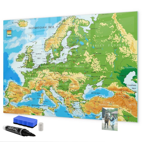 Magnetic dry erase board A map of Europe for personal memories