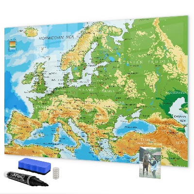 Magnetic dry erase board A map of Europe for personal memories