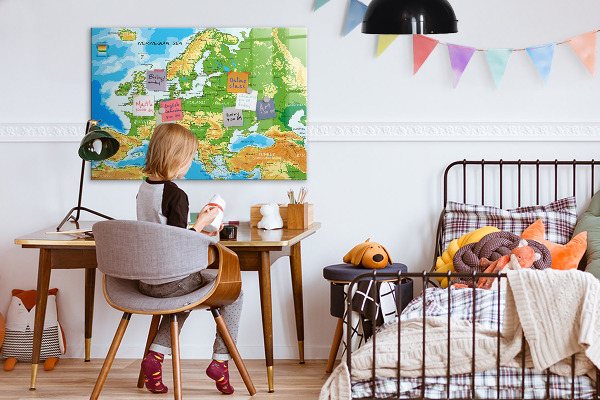 Magnetic dry erase board A map of Europe for personal memories