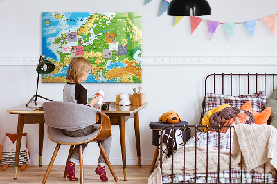 Magnetic dry erase board A map of Europe for personal memories
