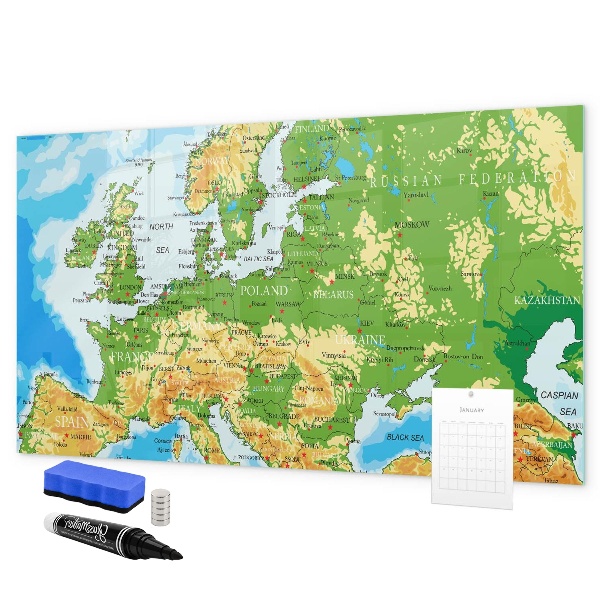 Magnetic dry erase board A map of Europe for personal memories