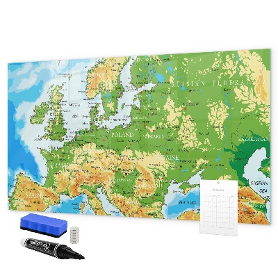 Magnetic dry erase board A map of Europe for personal memories