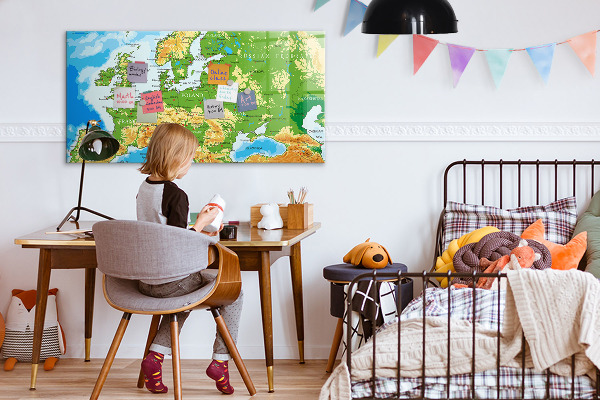 Magnetic dry erase board A map of Europe for personal memories