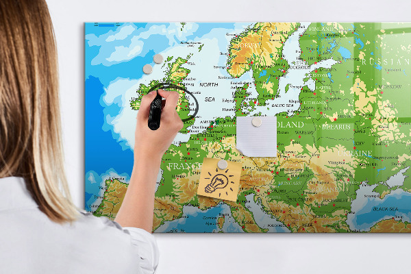 Magnetic dry erase board A map of Europe for personal memories