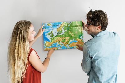 Magnetic dry erase board A map of Europe for personal memories