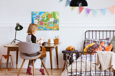 Magnetic dry erase board A map of Europe for personal memories