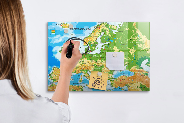 Magnetic dry erase board A map of Europe for personal memories