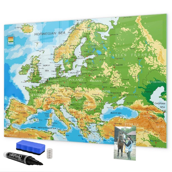 Magnetic dry erase board A map of Europe for personal memories