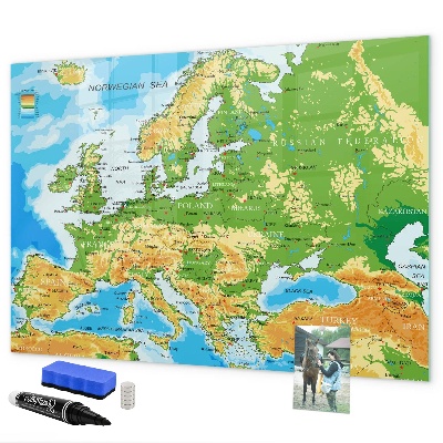 Magnetic dry erase board A map of Europe for personal memories