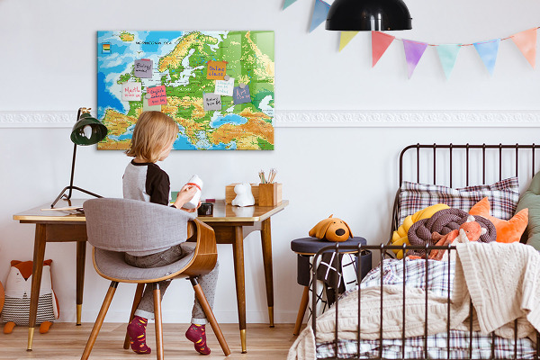 Magnetic dry erase board A map of Europe for personal memories