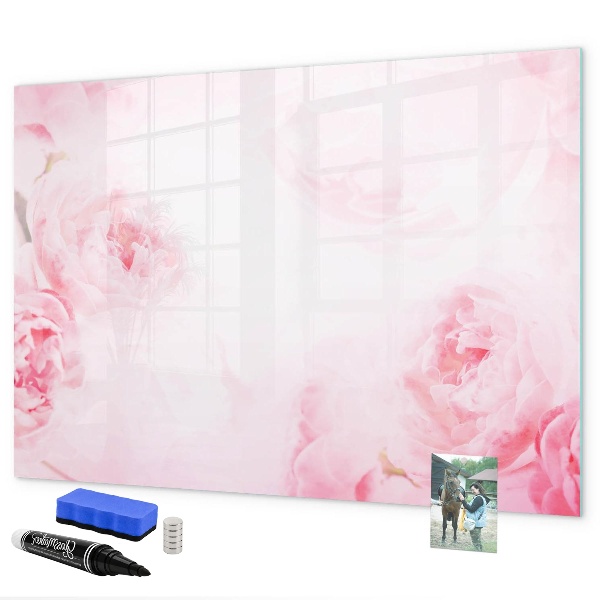 Dry erase board magnetic Romantic memories on a pink background