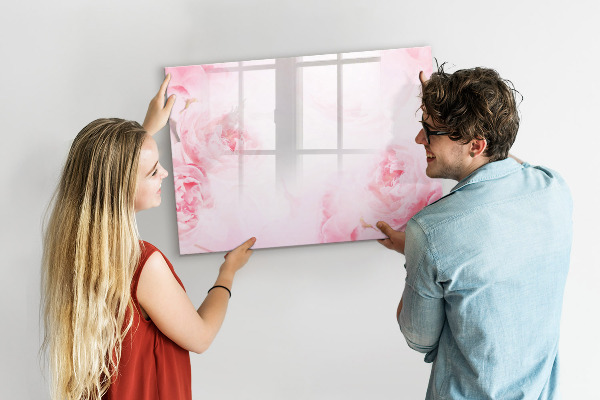 Dry erase board magnetic Romantic memories on a pink background