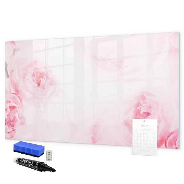 Dry erase board magnetic Romantic memories on a pink background