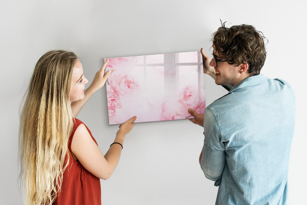 Dry erase board magnetic Romantic memories on a pink background