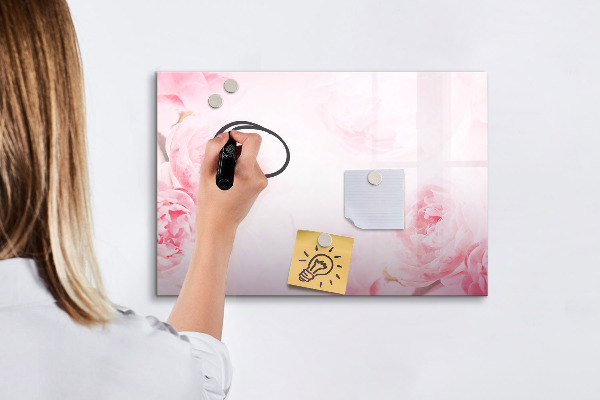 Dry erase board magnetic Romantic memories on a pink background