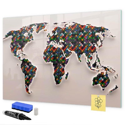 Magnetic dry erase board Interactive world with photo spots