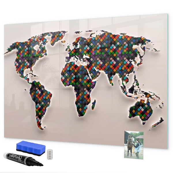 Magnetic dry erase board Interactive world with photo spots