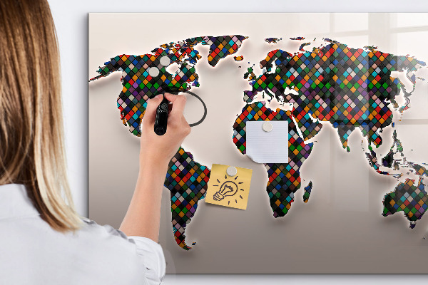 Magnetic dry erase board Interactive world with photo spots