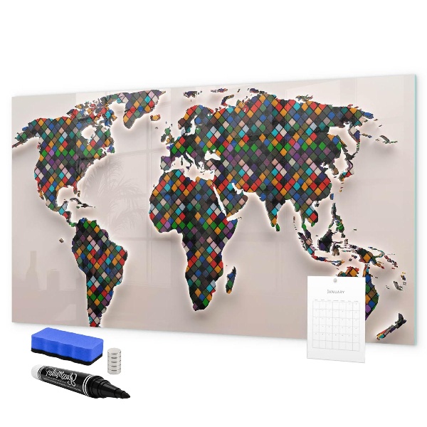 Magnetic dry erase board Interactive world with photo spots