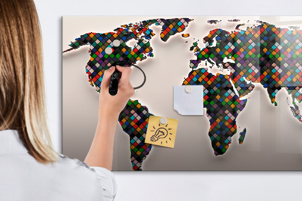 Magnetic dry erase board Interactive world with photo spots