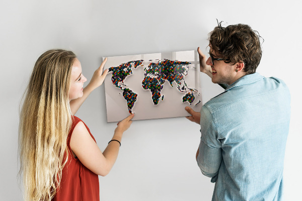 Magnetic dry erase board Interactive world with photo spots