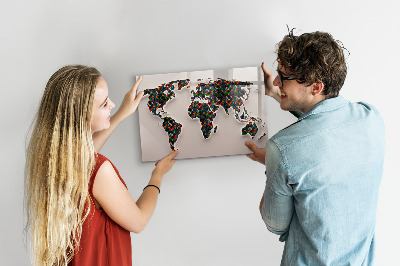 Magnetic dry erase board Interactive world with photo spots