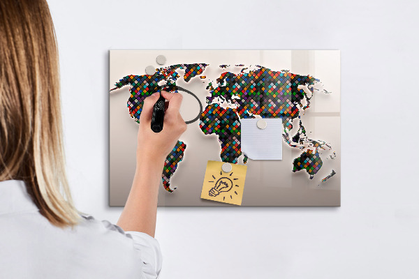 Magnetic dry erase board Interactive world with photo spots