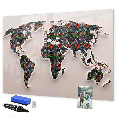 Magnetic dry erase board Interactive world with photo spots