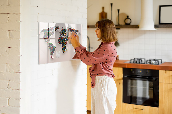 Magnetic dry erase board Interactive world with photo spots