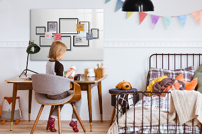 Magnetic dry erase board Modern board for photos and notes