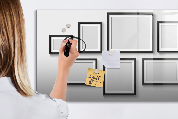 Magnetic dry erase board Modern board for photos and notes