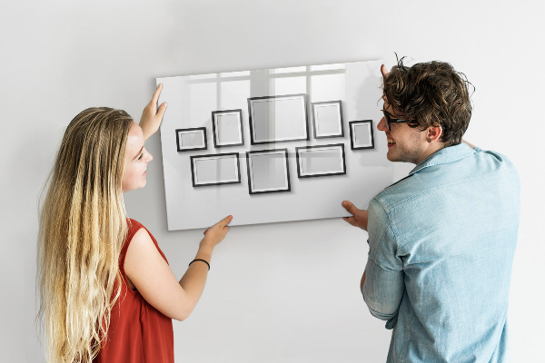 Magnetic dry erase board Modern board for photos and notes