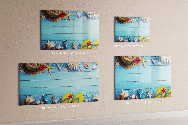 Magnetic dry erase board Summer memories on a blue background