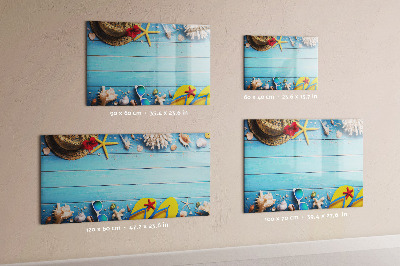 Magnetic dry erase board Summer memories on a blue background