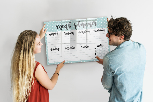 Dry erase board magnetic Meal planner for the whole week