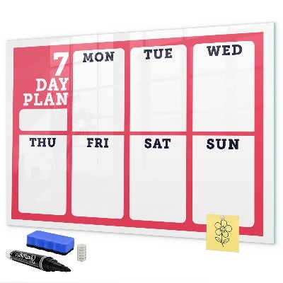 Dry erase board magnetic Weekly plan with space for photos