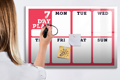 Dry erase board magnetic Weekly plan with space for photos