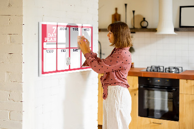 Dry erase board magnetic Weekly plan with space for photos