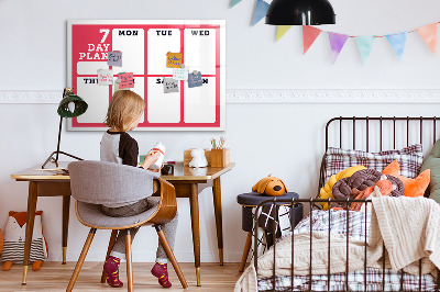 Dry erase board magnetic Weekly plan with space for photos