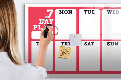 Dry erase board magnetic Weekly plan with space for photos