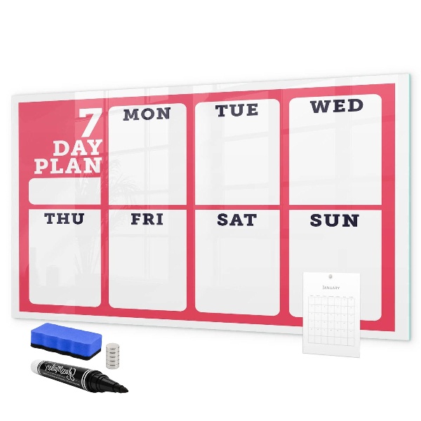 Dry erase board magnetic Weekly plan with space for photos