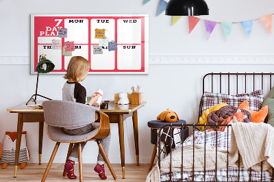 Dry erase board magnetic Weekly plan with space for photos