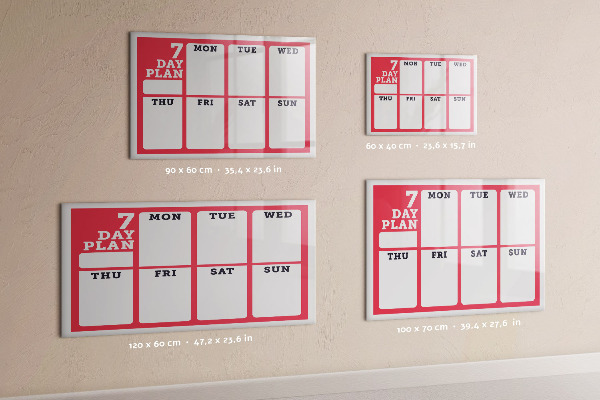 Dry erase board magnetic Weekly plan with space for photos