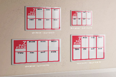 Dry erase board magnetic Weekly plan with space for photos