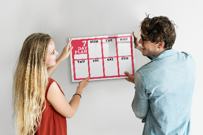 Dry erase board magnetic Weekly plan with space for photos