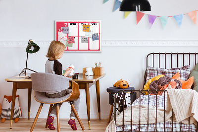 Dry erase board magnetic Weekly plan with space for photos
