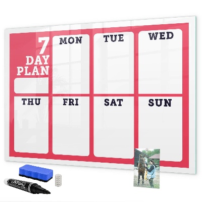 Dry erase board magnetic Weekly plan with space for photos