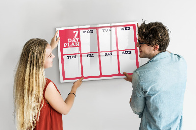 Dry erase board magnetic Weekly plan with space for photos