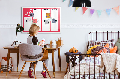 Dry erase board magnetic Weekly plan with space for photos