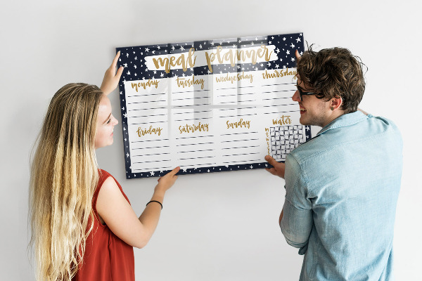 Dry erase board magnetic Meal planner for every week